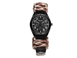 Reloj De Pulsera Para Hombres Con Brújula Para Senderismo Montaña Camping Marrón
