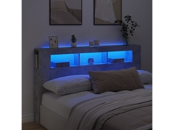 Cabecero Led Madera Ingeniería Gris Hormigón 180x18,5x103,5 Cm