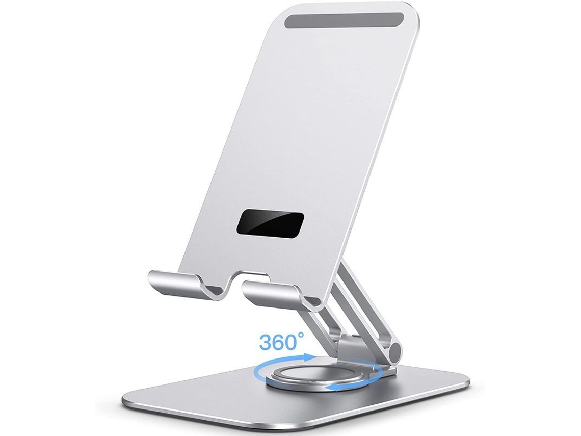Soporte De Escritorio Ajustable Para Tablet Con Base Giratoria De 360°, Soporte Plegable Para Portátil Para Tablets De 4 A 13 Pulgadas (plateado)