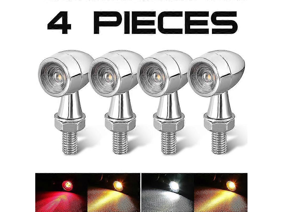 Rebe-luces Intermitentes Led Moto 12v Chrome Indicadores Drl Freno Para Honda Suzuki Kawasaki 2 Piezas Rojas 2 Piezas Blancas