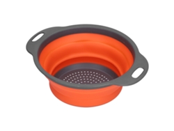Cesta de drenaje de silicona plegable redonda para frutas y verduras, naranja, grande