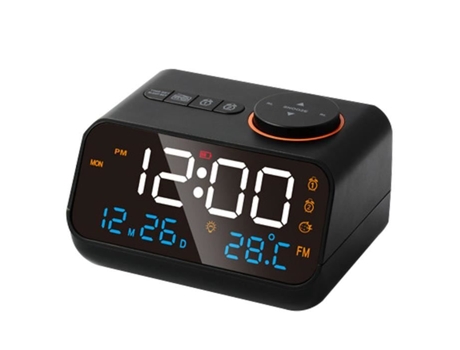 HURRISE Despertador Radio FM Multifuncional LED Música Temporización Radio FM Recargable Despertador para Lavandería