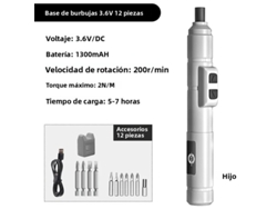 (juego De 12 Piezas Blanco) Mini Destornillador Eléctrico Inalámbrico, Recargable Por Usb, 3,6 V, 200 Rpm, Batería Incluida