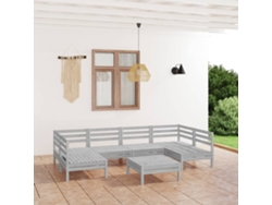 Conjunto de salón de jardín de 7 piezas de pino macizo blanco Dkd Home Decor