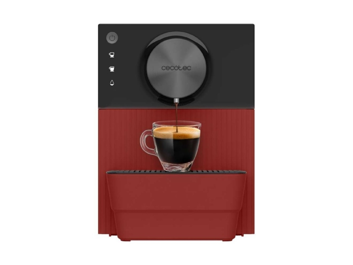 Cafetera compacta superautomática Cremmaet Cube roja. 1350 W, sistema de prensado Cecotec.
