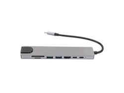 Concentrador Usb-c 8 En 1 Con Hdmi, 4k, Usb 3.0, Rj45, Fuente De Alimentación De 100 Mbps, Fuente De Alimentación De 87 W Y Lector De Tarjetas.