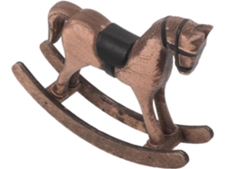 Caballito mecedora de madera vintage hecho a mano, escultura decorativa nórdica retro para la sala de estar.