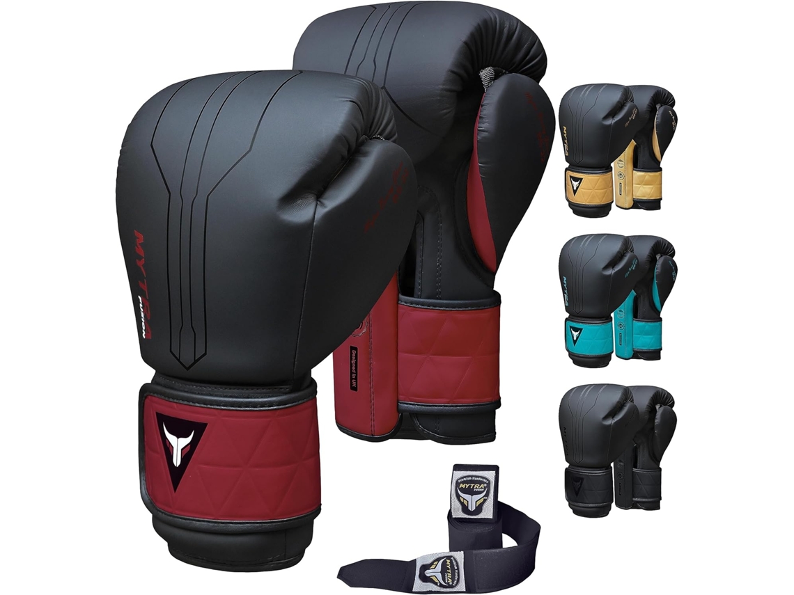 Guantes De Boxeo - Rojo - Mytra Fusion Bs-22, Vendas De Boxeo Incluidas, Guantes De Mma, Muay Thai, Kick Boxing Hombres Y Mujeres