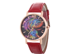 Reloj De Pulsera De Aleación Con Esfera Redonda, Movimiento De Cuarzo Analógico, Estilo Moderno (rojo-rosa)