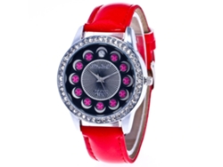 Reloj De Pulsera De Cuarzo Para Mujer Con Correa De Piel Sintética, Estilo Rosa Sencillo.