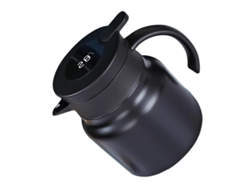 JILLIOPER Termo 1L Negro Acero Inoxidable 316 con Filtro para Té y Pantalla de Temperatura - Ideal para Café, Té y Leche