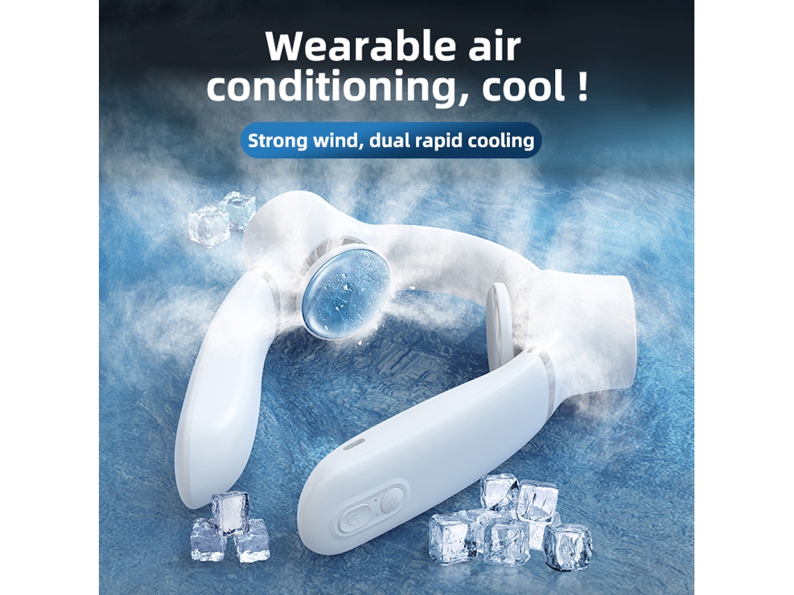 Ventilador de cuello portátil sin aspas, 3 velocidades, recargable.