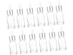 De 12 Frascos Conta-gotas De Vidro Transparente Com Pipeta Para Óleos Essenciais.