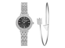 Reloj De Pulsera De Cuarzo Para Mujer Con Diamantes De Imitación, Pulsera Elegante E Informal, Lvpai Plata Negro