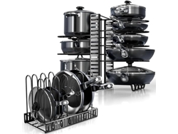 Organizador Ollas 8 Niveles Ajustable, Soporte Sartenes Bajo Armario Cocina