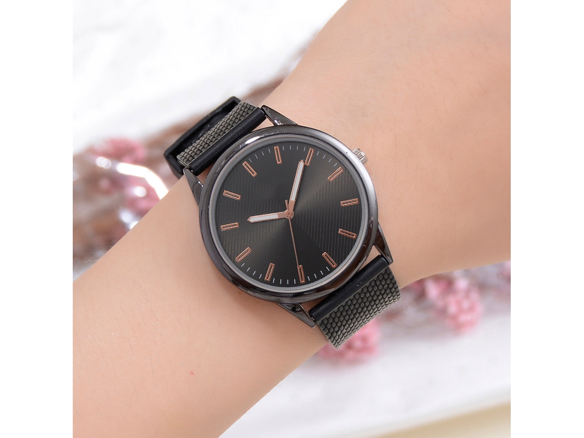 Reloj De Pulsera De Cuarzo Para Mujer Lvpai Con Correa De Silicona Y Aleación De Metal (negro)