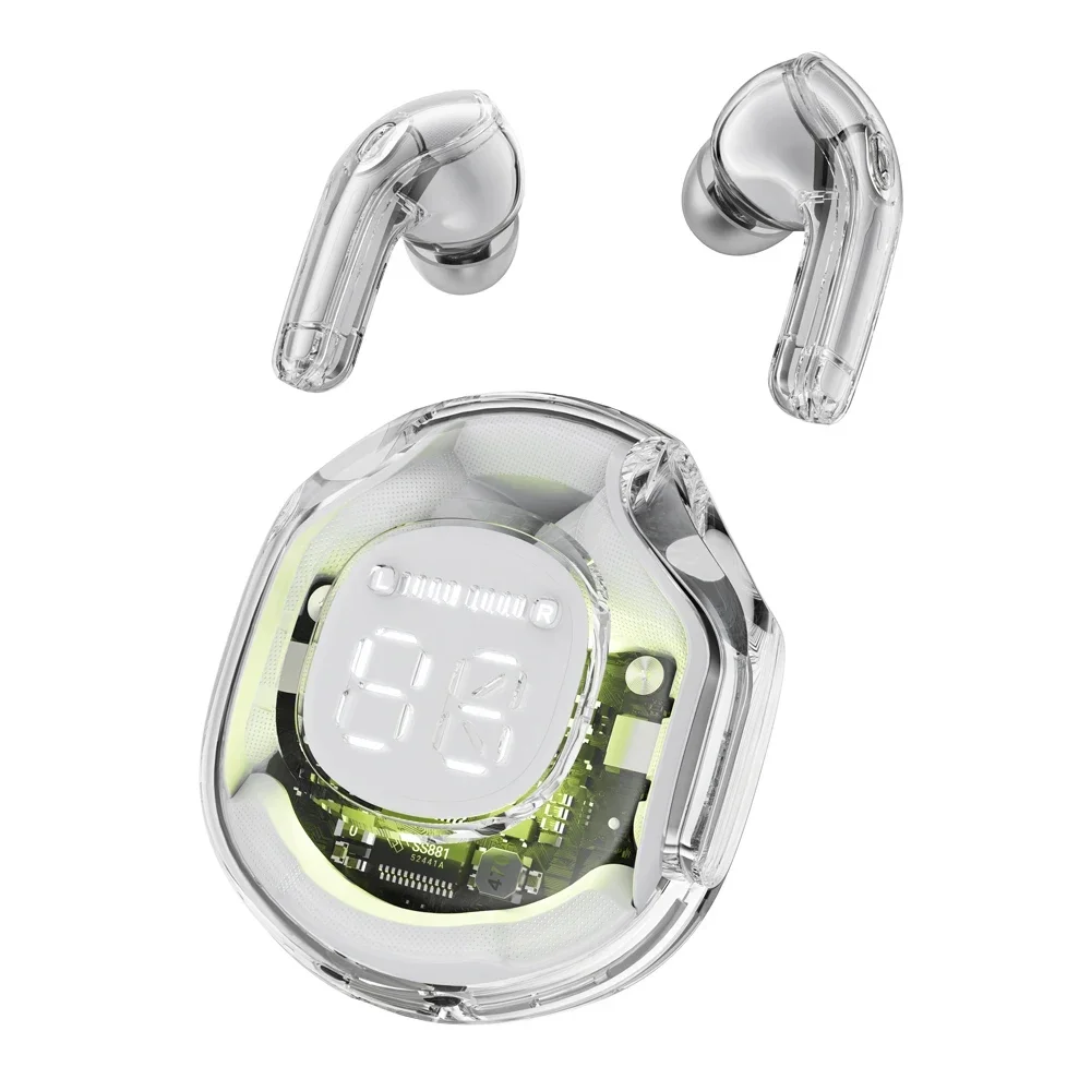 Audífonos Bluetooth totalmente inalámbricos con pantalla LED, sonido estéreo, cancelación de ruido y micrófono. Mdug (blanco)