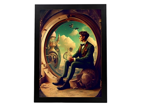 NACNIC Poster Steampunk En Estilo Surrealismo Cinematográfico Ilustraciones Y Grabados De Historieta Abstracta Y Artística A3 Marcos Negros