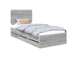 Maison Exclusive - Estructura De Cama Gris Sonoma 90 X 200 Cm Madera Ingenieril