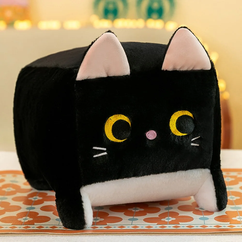 (preto - 30cm) Almofada De Pelúcia Macia Em Formato De Gato Quadrado