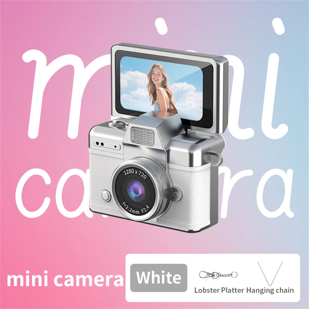 (blanco - 8g) Mini Cámara Digital De Mano Con Pantalla Selfie Giratoria 180°, Flash Y Múltiples Filtros.