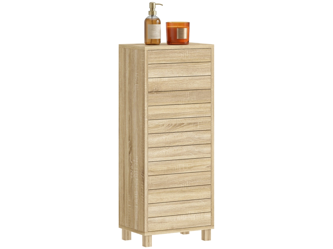 Armario de baño de madera, con estante ajustable y puerta de listones, 84 cm.