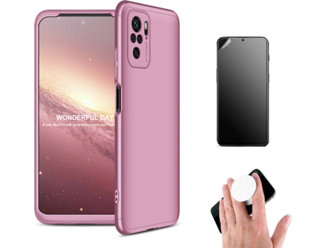 Kit Carcasa y Protector Xiaomi Redmi Note 10 Pro Ultimatte Slim Armor 360º Popsocket Rosa