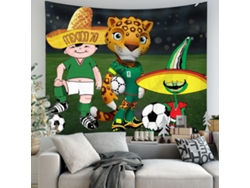 Tapiz Pared Mascotas Históricas México Fútbol, Tapiz Decorativo 180x230cm Decoración Salón Fiesta Hincha Selección Mexicana