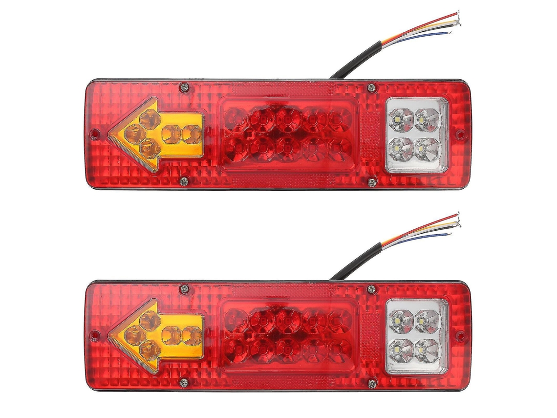Rebe-2pcs Luces Traseras Remolque 12v Led Con Señales Y Luces De Marcha Para Camiones Y Remolques Rojo