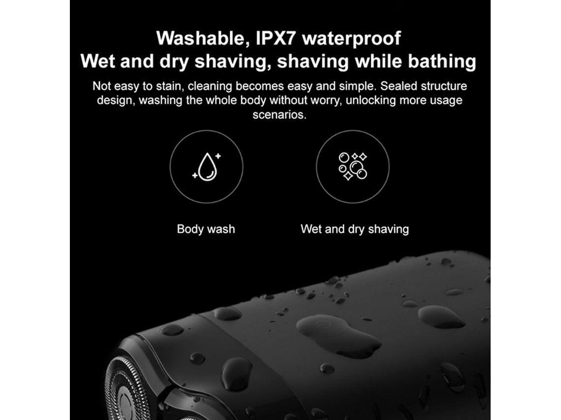 Xiaomi Mijia Shaver S100 Barbear De Água Ipx7 Cabeças Flutuantes Duas Barbear Seca/molhada Com Indicador Led