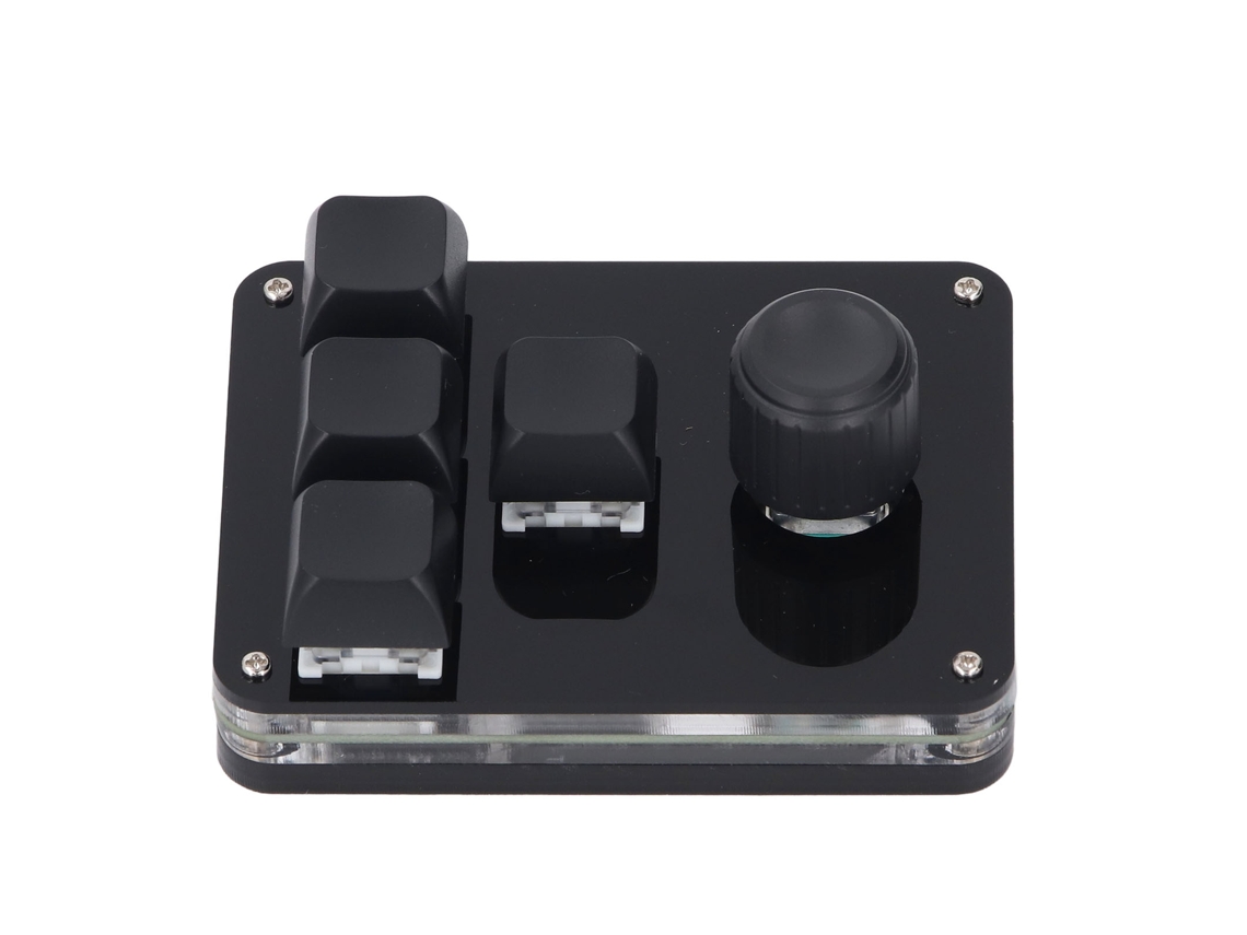 Teclado Mecánico Mini Usb Con 4 Teclas Y 1 Knob Switch Azul Programable Macro Rgb Gaming Industrial Negro