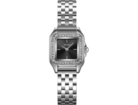 VEANXIN Relojes de pulsera de diamantes para mujer con pulsera de acero inoxidable cuadrado pequeño-Negro