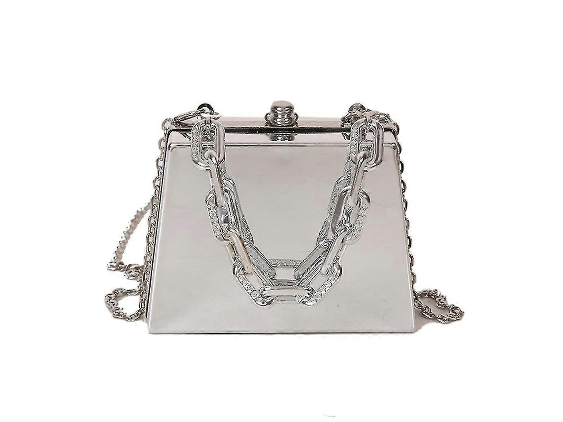 Bolso de noche de PVC, bandolera para mujer y niña, color plateado Lalamoli