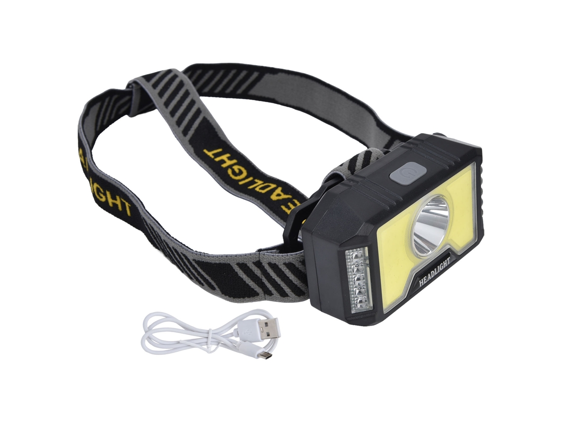 Linterna frontal LED COB recargable multimodo vía USB, resistente al agua, modelo 2026, para acampada y actividades al aire libre. Uso en exteriores.