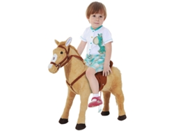 Caballito Balancín De Peluche Con Sonido, 85x28x60cm, Color Beige.