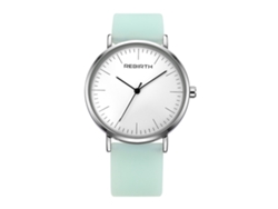 Reloj De Pulsera De Aleación Para Mujer Con Correa De Silicona, Esfera Redonda, Movimiento De Cuarzo Verde Claro.
