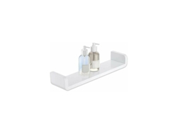 Estantes de baño flotantes de plástico blanco montados en la pared con ventosas (forma de U, mediano) NEVEANCE