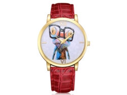 Reloj De Pulsera De Cuarzo Con Correa De Imitación De Cocodrilo Y Diamantes De Imitación Para Hombre Y Mujer (rojo)
