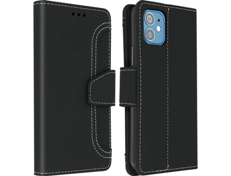 Funda iPhone 12 Mini AVIZAR Libro Monedero Negro