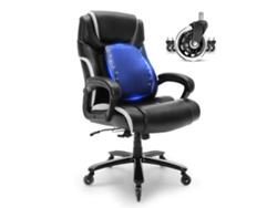 Silla ejecutiva de oficina Tekmaquinas de PU negra con soporte lumbar ajustable
