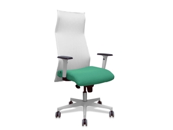 Sillón Albacete Con Mecanismo Sincro Tapizada Con Tela Color Verde Esmeralda Y Malla Color Blanco