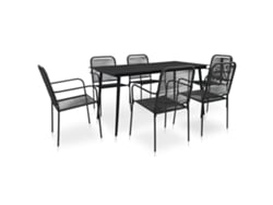 Juego de comedor de jardín de 7 piezas DKD Home Decor en acero negro y cuerda de algodón