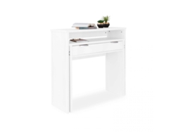 Mesa de escritorio consola Aput Blanco 33 (cerrada), 63,4 (abierta) x 87,5 x 90 cm