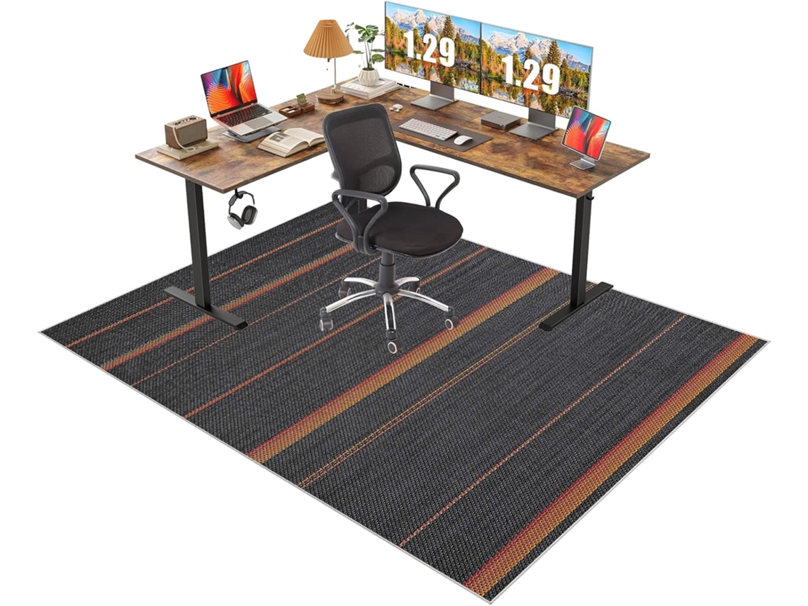 Tapete Cadeira Protetor Antiderrapante 90 X 120 Cm Piso Laminado Azulejo Azul Escritório, Chão,