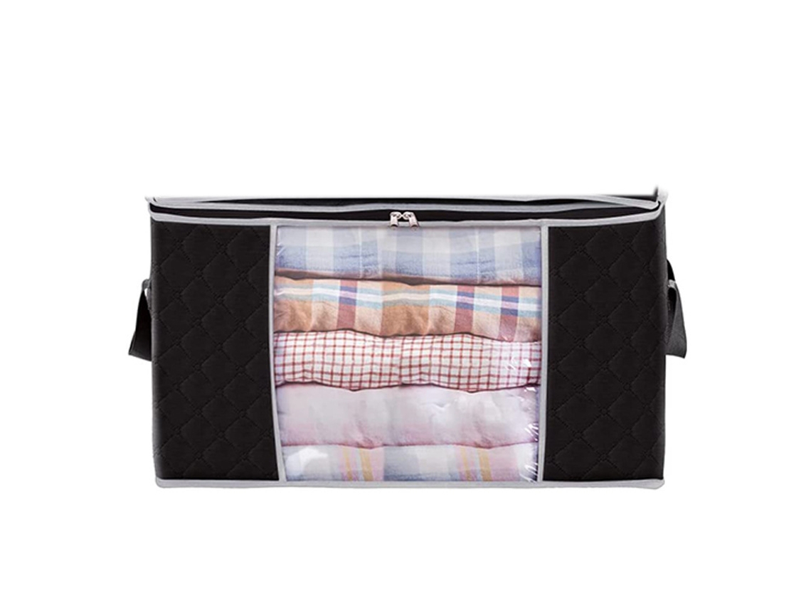 Cajas De Almacenamiento Con Tapa, Bolsa De Almacenamiento Para Colchas De Armario Black Xl