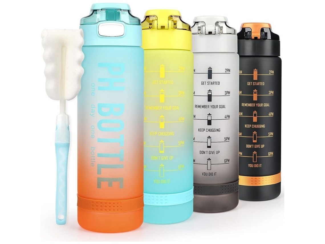 2026-44090-botella De Agua Linjou 1l Deportiva Libre De Bpa Plástico Ecológico Antiderrame Azul Cielo