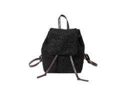 Mochila moderna de felpa para mujer, estilo escolar, ideal para ir de compras, viajar y realizar actividades al aire libre. Color negro.