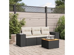 Conjunto de sofás de jardín de 4 piezas DKD Home Decor con cojines de mimbre negros