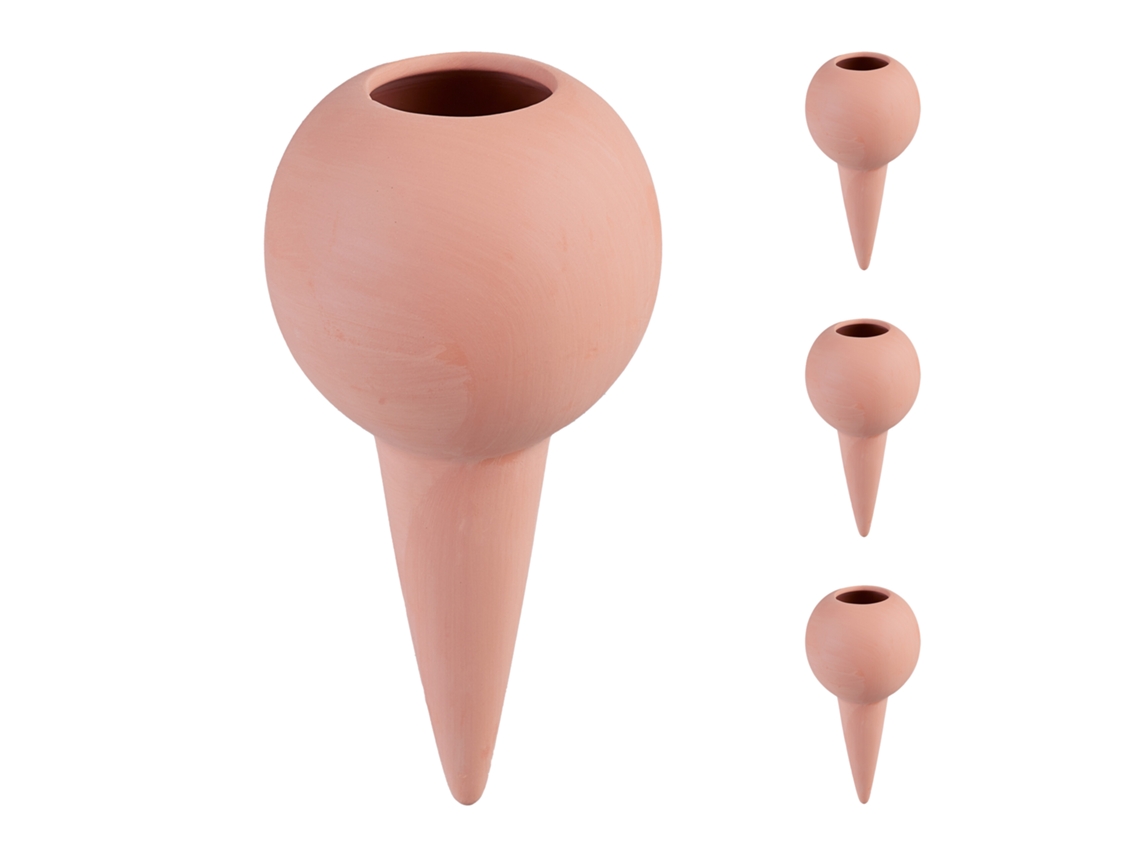 Relaxdays 4 Picos De Riego Con Forma De Globo, Para Botellas Pet De 1,5 L, Para Plantas De Interior Y Balcón, Terracota