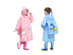 Capa De Lluvia Infantil Eva No Desechable Yuysan Dinosaurio Azul Tamaño Xxxl